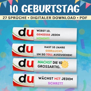 10e anniversaire Duplo Banderoles - Dictons de téléchargement numérique | Parfait pour l’anniversaire d’un adolescent | Cadeau d'anniversaire pour fille et fils