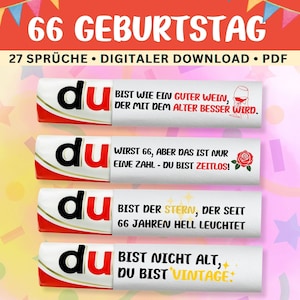 66. Geburtstag Geschenk Duplo Banderole - Digitaler Download -perfekte Geburtstagsgeschenk - 27 Sprüche Geschenk Vater Geburtstagsgeschenk