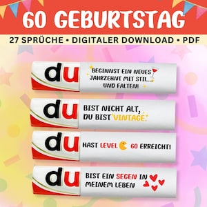 Baner Duplo z prezentem na 60. urodziny – do pobrania w wersji cyfrowej – prezent na urodziny kobiety – idealny prezent urodzinowy – 27 powiedzeń