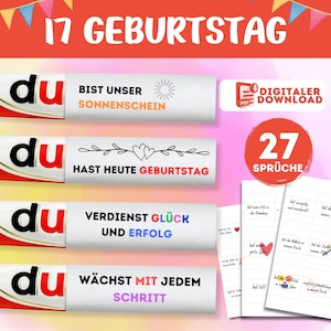 17. Geburtstag Duplo Banderolen - Digitale Download Sprüche | Perfekt für Teenager-Geburtstag | Geburtstagsgeschenk Tochter Sohn