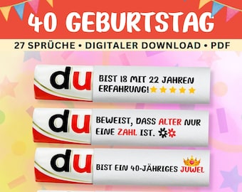 40th Birthday Duplo Banderoles – 27 Sayings Gift Colleague Gift Best Friend | Instant Digital Download Birthday Gift