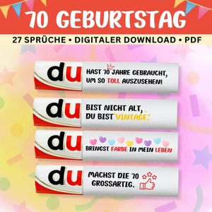 Presente de aniversário de 70 anos Duplo Banderole - Download digital - Provérbios criativos e engraçados presente de aniversário perfeito para mulher homem 27 provérbios