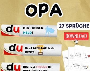 Geschenk für Opa - Digitale Duplo Banderole mit 27 liebevollen Sprüchen - Perfekt für Geburtstage, Feiertage und besondere Anlässe