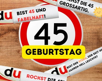 Duplo Banderolen für 45. Geburtstag - Digitale Download Sprüche | Ideal für Familie & Freunde | Level 45 erreicht!