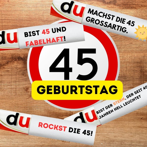 Duplo Banderolen für 45. Geburtstag - Digitale Download Sprüche | Ideal für Familie & Freunde | Level 45 erreicht!