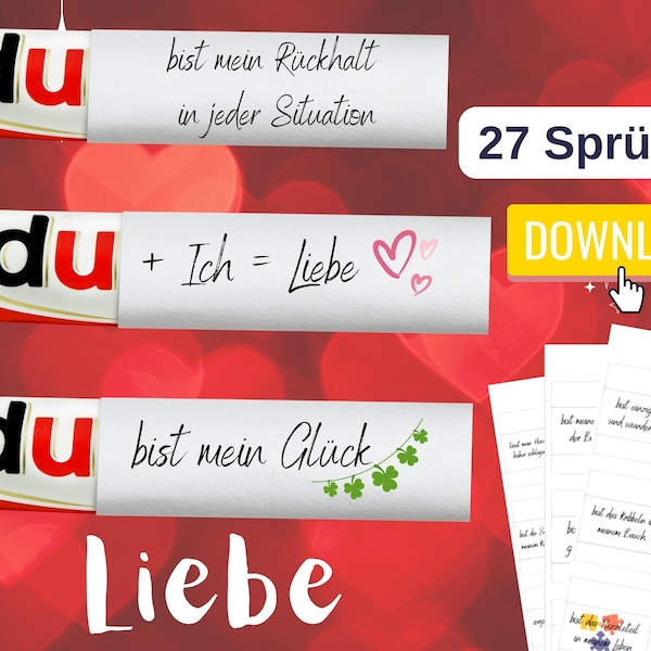 Romantische Liebesbotschaften - Liebe Geschenk für den Lieblingsmensch Duplo Banderole - 27 Sprüche für Deinen Partner Digitaler Download