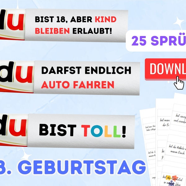 18. Geburtstag Duplo Banderole - Digitaler Download - Persönliches Geschenk mit Kreativen & Motivierenden Sprüchen für Volljährigkeitsfeier