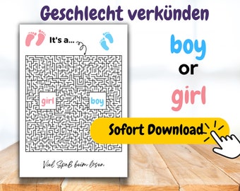 Gender Reveal Puzzles - Gender Reveal Pregnancy Announcement - Download - Boy or Girl - Printable