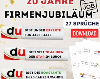 20 year anniversary colleague / colleague gift - digital download Duplo banderole 27 sayings for company anniversary colleague anniversary gift
