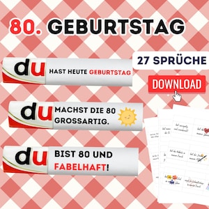 80th Birthday Gift Duplo Banderole - Digital Download - Creative & Funny Sayings for the Perfect Birthday Gift - 27 Sayings