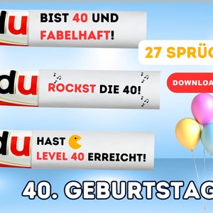 40th Birthday Gift Duplo Banderole - Digital Download - Creative & Funny Sayings for the Perfect Birthday Present - 27 Sayings