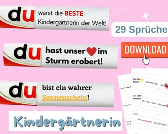 Digitaler Download Duplo Banderole - Abschiedsgeschenk Erzieherin - Kreative Sprüche zur Wertschätzung - Kindergarten Erzieher