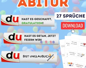 Abi Passed Exam Gift - Duplo Banderole Digital Download - 27 Creative Sayings for Abi, Gift Abitur Exam