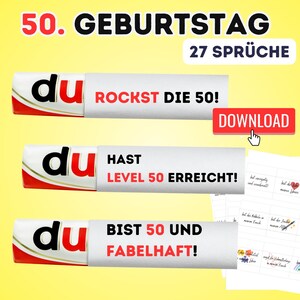 Banderola Duplo de regalo de cumpleaños número 50 - Descarga digital - Refranes creativos y divertidos para el regalo de cumpleaños perfecto - 27 refranes