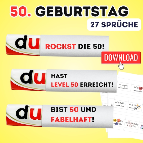 50e anniversaire cadeau Duplo Banderole - Téléchargement numérique - Énonciations créatives et drôles pour le cadeau d'anniversaire parfait - 27 énonciations