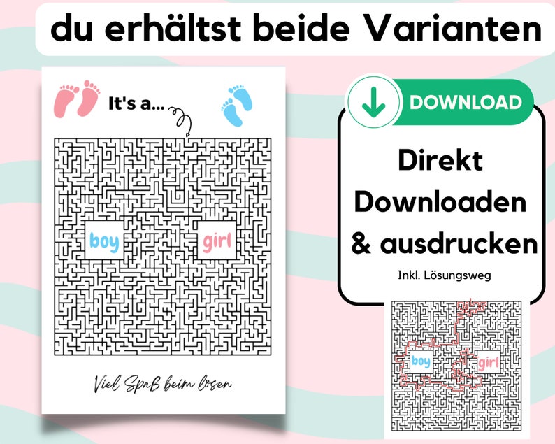 Gender Reveal Puzzles Printables