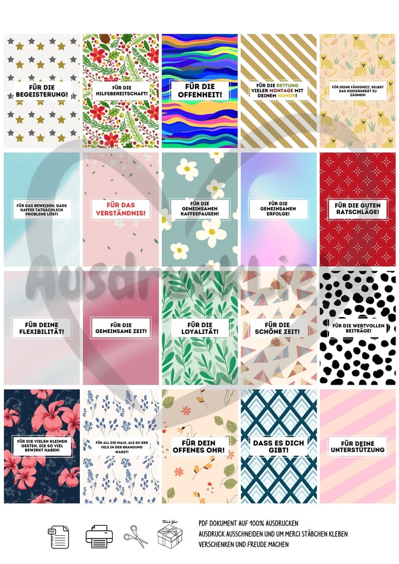 Merci Banderole for colleagues - Digital download - Perfect as a gift or thank-you present for anniversaries and birthdays image 4