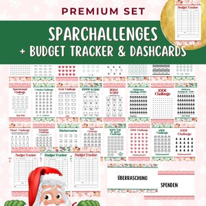 Christmas Savings Challenges 31 Pieces – Digital Download | 30 Dashboards & 3 Budget Trackers | A6 financial planner for the envelope method
