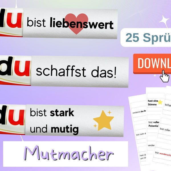 Duplo Banderole "Mutmacher & Affirmation" - 25 Banderolen passend für Duploriegel zum Download
