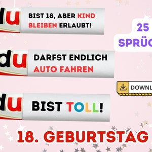 18th Birthday Gift Idea - Digital Duplo Banderole - Creative Sayings for Printing and Packaging - 25 Sayings