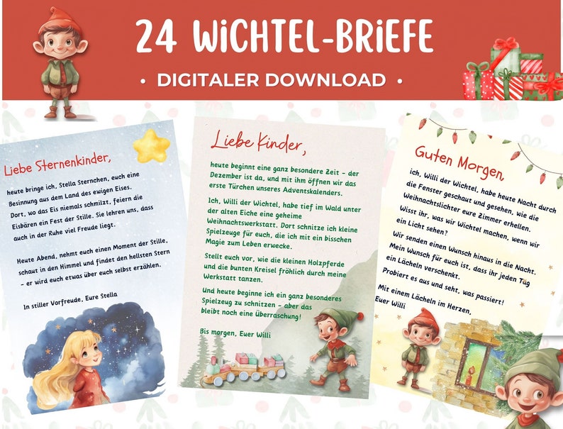 Wichtelbriefe zum Ausdrucken 24 Wichtelgeschichten - Etsy Schweiz