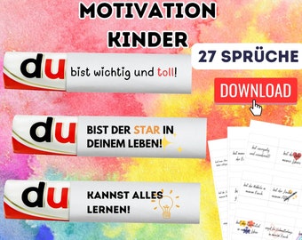 Encouragement & motivation for children - Digital Duplo banderole download - 27 positive affirmations for little heroes