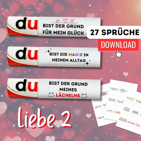 Romantische Liebesbotschaften - Liebe Geschenk für den Lieblingsmensch Duplo Banderole - 27 Sprüche für Deinen Partner Digitaler Download