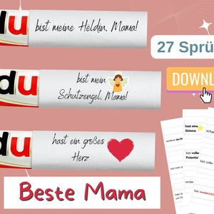 Gift Mom - Digital Duplo Banderole Download - 27 Love Sayings for the Best Mom in the World - Birthday Gift Mom Mother Mom