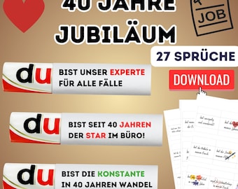 40 year anniversary colleague / colleague gift - digital download Duplo banderole - 27 sayings for anniversary colleague anniversary gift