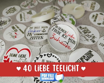 Teelicht-Botschaften Liebe - Lieblingsmensch Download - PDF Geschenk für Freundin, Freund -  40 inspirierende Sprüche Geschenk für Partner