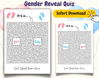 Gender Reveal Puzzle - Pregnancy Announcement - Boy or Girl - Printable