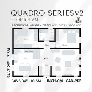 24x34 2 Bedroom House Plans,Small Home Floor plans,Cottage Design,Home Blueprints, 2D CAD Plans, Layout Design