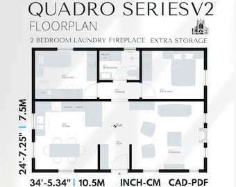 2 Bedroom Cottage Floor Plan: Small Home Design (24x34) (PDF)