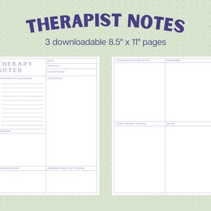 Therapist Note Sheets, Therapist Worksheet, Therapist Notes, Digital Printable Note Taking, Counseling Notes, Mental Health Notes