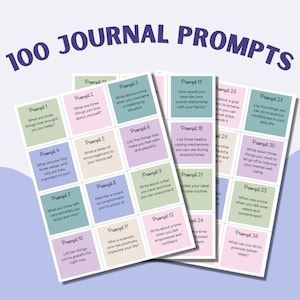 100 Journaling-promptkaarten, Therapiehulpmiddel, werkboek voor eigenwaarde, angstkaarten, Sociale psychologie, Mindfulnesskaarten, Journal-werkblad