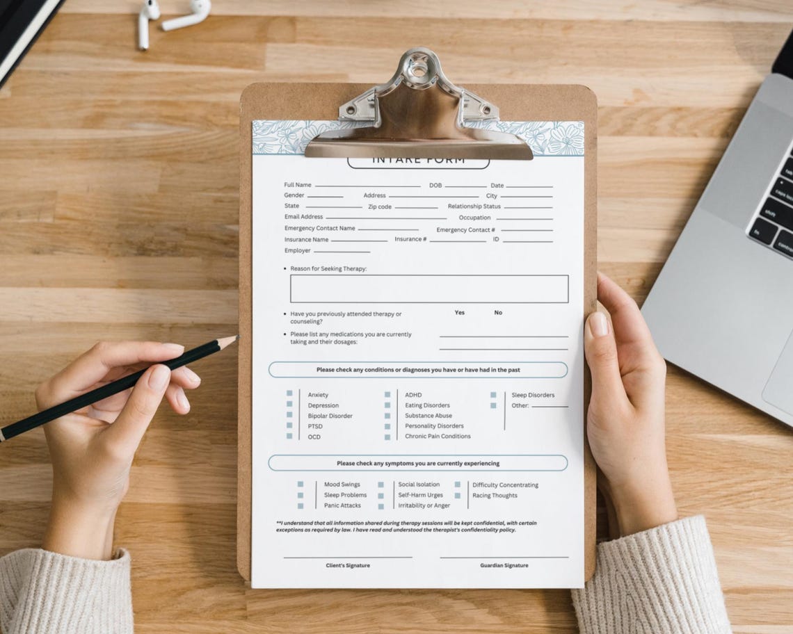 Therapist Forms Bundle: Client Intake, Consent, Progress Note (PDF ...