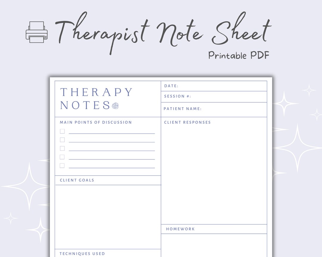 Therapist Note Sheets, Therapy Worksheet, Therapist Notes, Psychologist ...