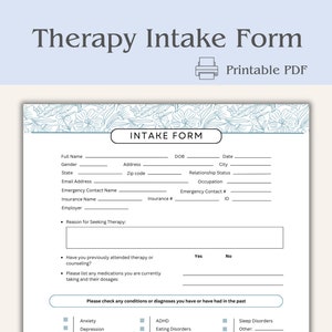Counselling Intake Form, Therapy Intake, Psychotherapy Consent, Mental Health Intake Form Template, Printable Therapy Forms