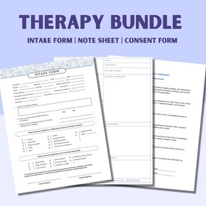 Therapy Intake Form Therapist Client Intake PDF Consent Form for Counseling Printable Mental Health Forms Progress Note Template Bundle