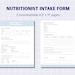 Nutrition Intake Form PDF, Printable Client Form for Nutritionists ...