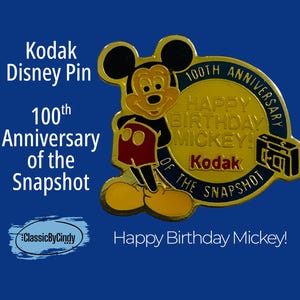 1988 Disney Kodak Pin - 100th Anniversary Snapshot – Vintage - Mickey Mouse - Celebration - Birthday Gift – Anniversary Gift - Free Shipping