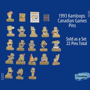 1993 Kamloops Canadian Games Pins – Sports – Coyote Mascots Butter Cup & Cactus - Lot of 22 - Vintage - Free Shipping