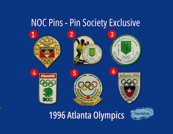Olympic '96 NOC Pins – Antigua-Barbuda – Brit Virgin Islands – Bulgaria – Central African Republic – Chile – Sold Separate - Free Shipping