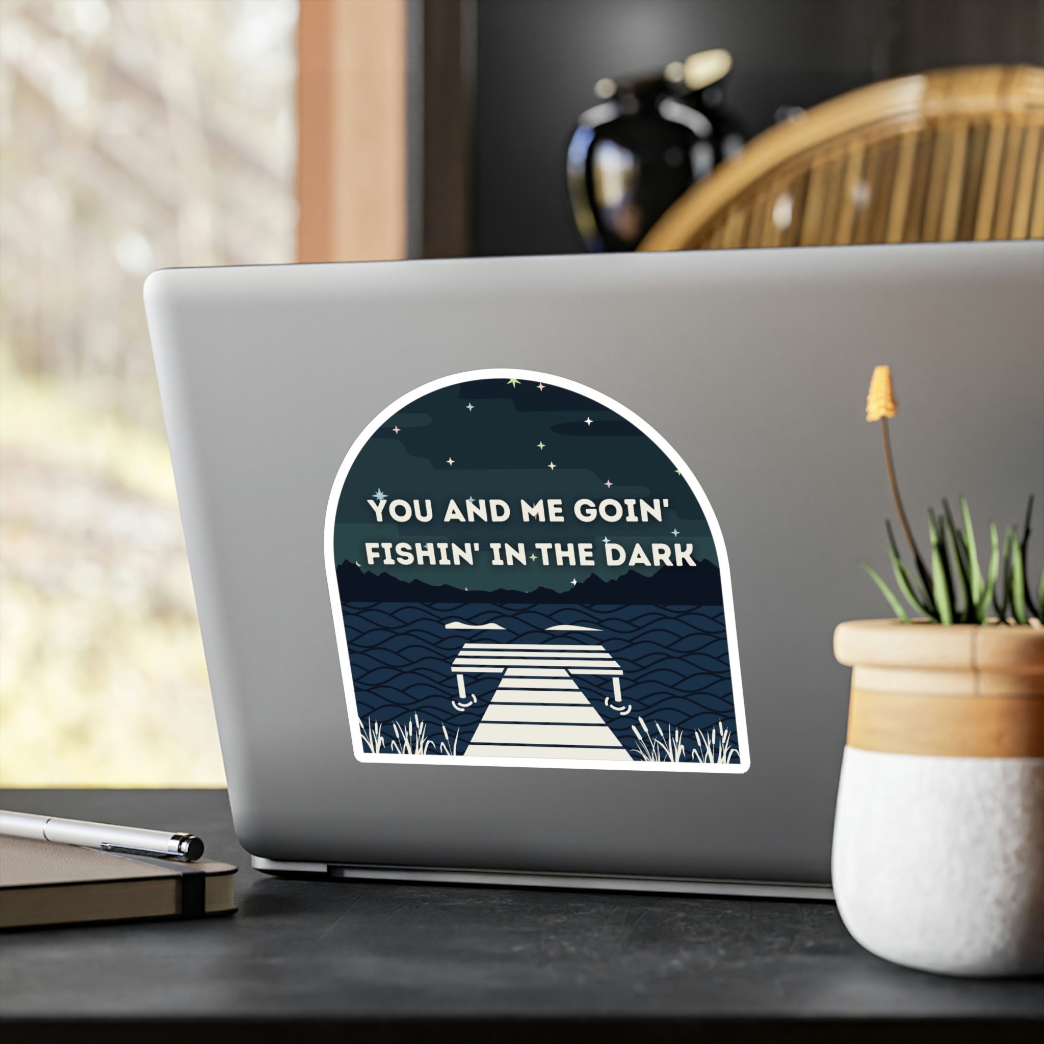 Fishin' in the Dark Sticker Country Music Song Lyrics Decal for Fishing