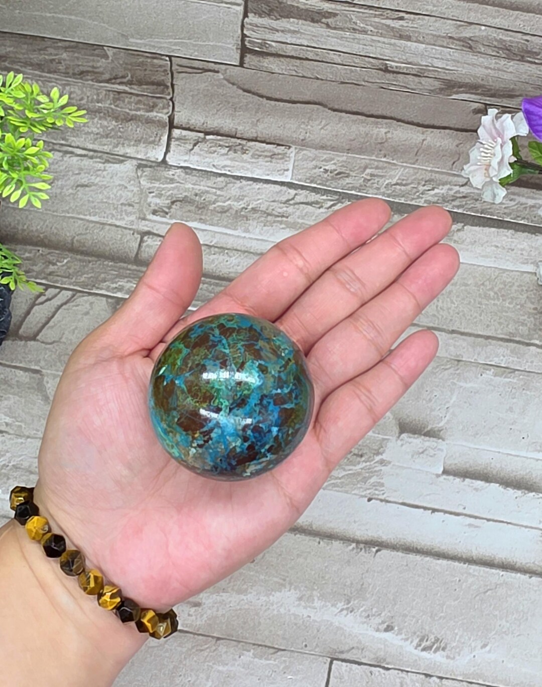 Chrysocolla Azurite Sphere / 52mm / Home Decor / Chakra / Chrysocolla ...
