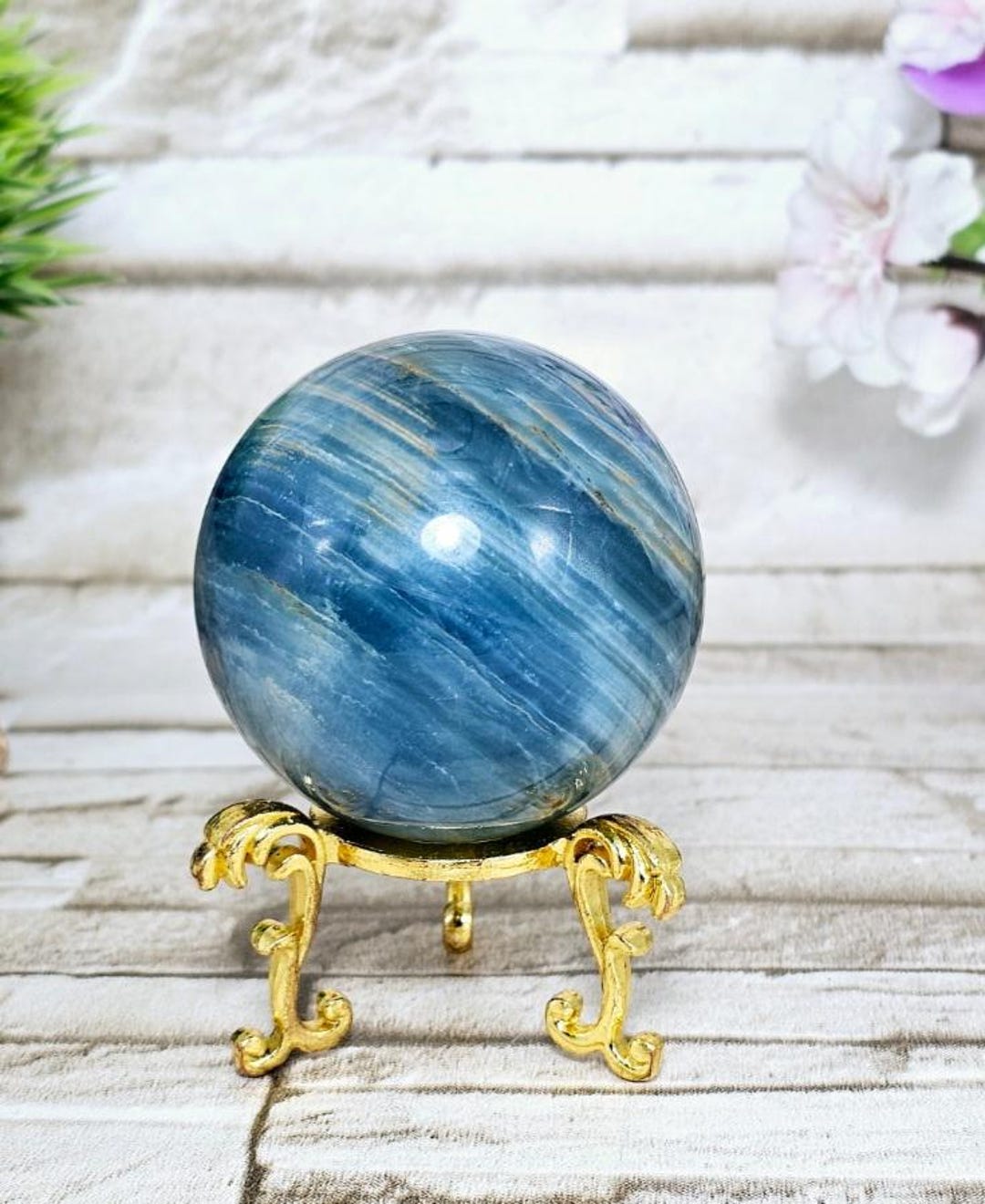 Blue Onyx Sphere / 52mm / Blue Banded Sphere / Chakra / Rocks and ...