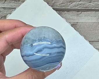Blue Lace Agate Sphere / 46mm / Lace Agate with Window Quartz / Chakra / Rocks and Minerals / st37