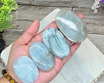 Aquamarine Palm Stone / Sky Blue Color Palm Stone / Chakra / Rocks and Minerals