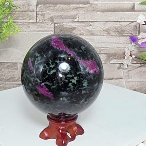 Ruby Zoisite Sphere / 68mm / UV Reactive / Ruby / Home Decor / Chakra / Rocks and Minerals / st18