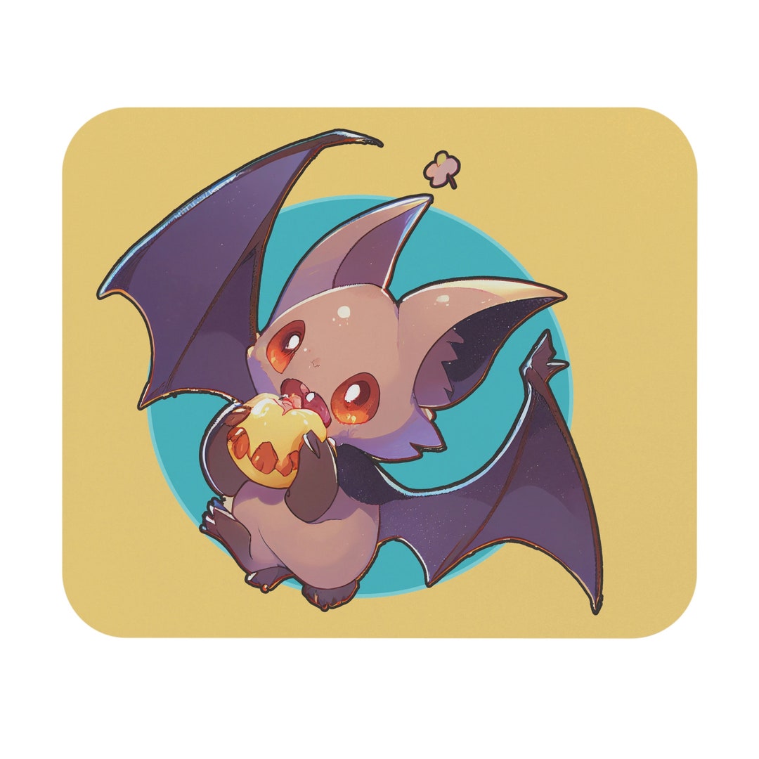 Cute Bat Eating Fruit Mouse Pad rectangle Etsy
